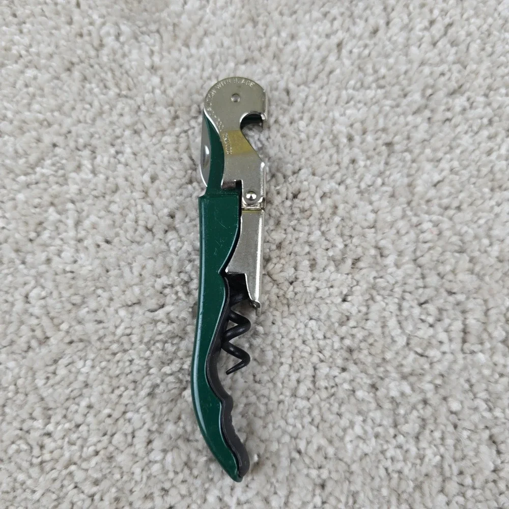 Pulltap's Waiter's Corkscrew Green Double-Hinged Wine Opener‎ with Foil Cutter